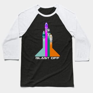 Blastoff Rocketships Design Baseball T-Shirt